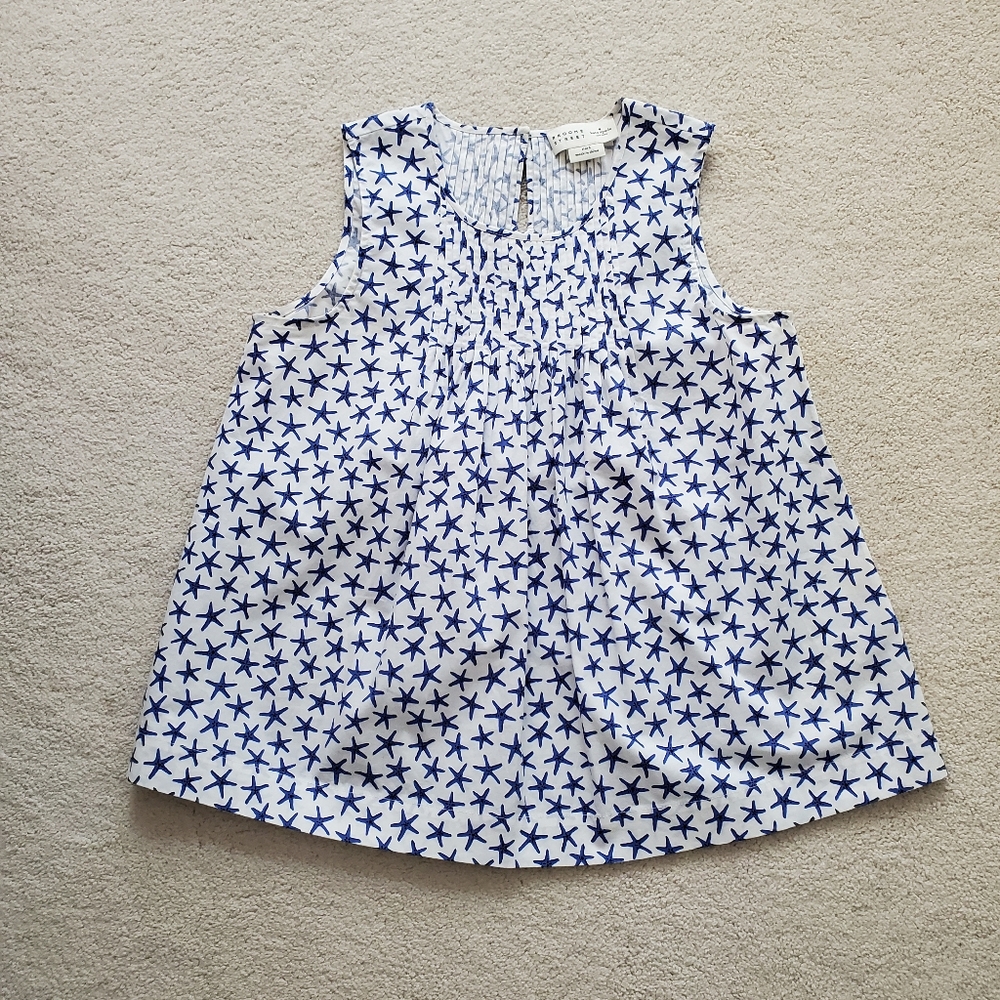 Kate Spade Broome Street Blue Starfish Poplin Top szS
